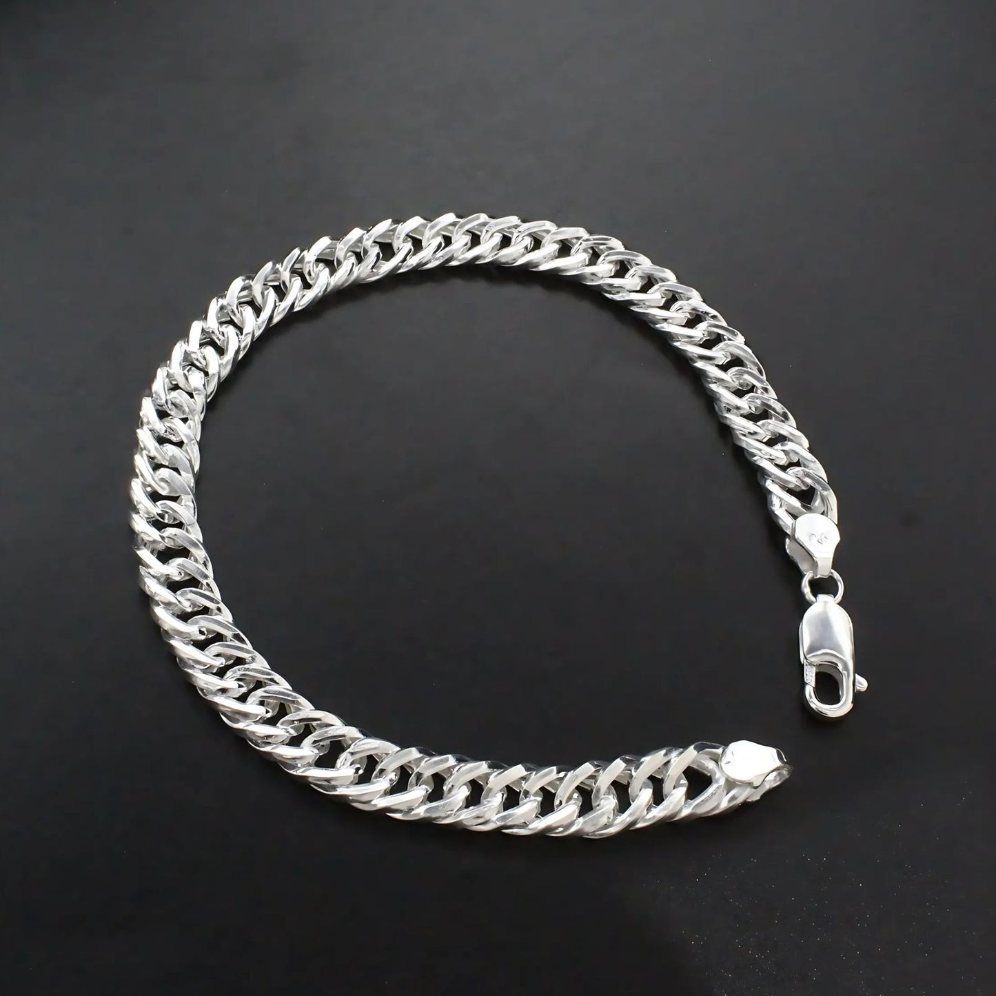 925 Real Silver Cuban Link Men's Chain Bracelet 8.5"