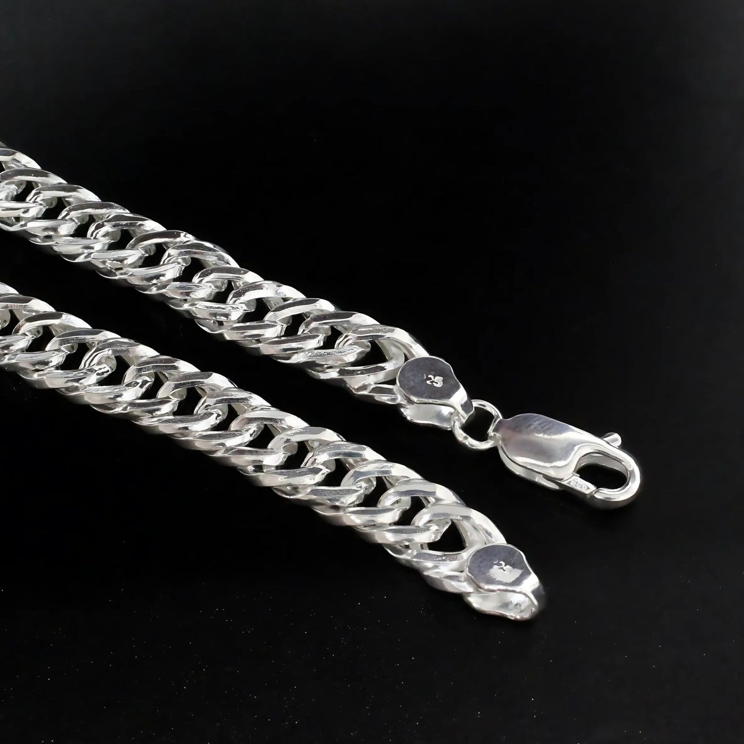 925 Real Silver Cuban Link Men's Chain Bracelet 8.5"