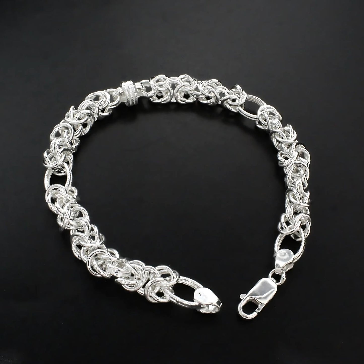 925 Real Silver Elegant Men's Chain Bracelet 8.5"