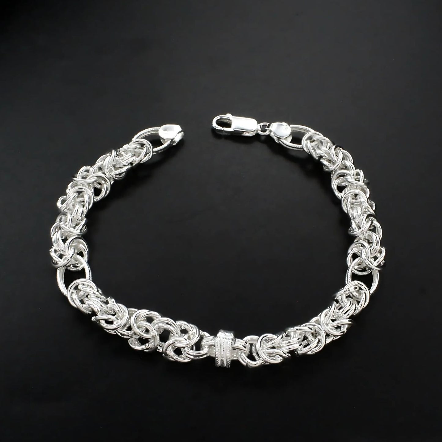 925 Real Silver Elegant Men's Chain Bracelet 8.5"