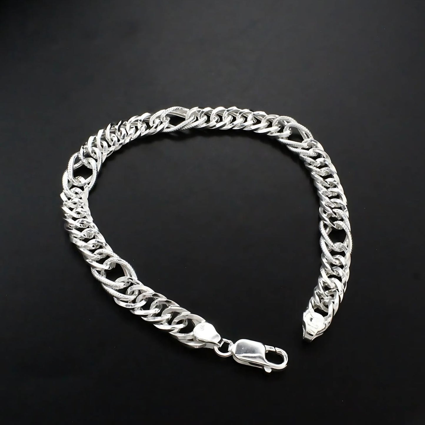 925 Real Silver Cuban Link Men's Chain Bracelet 8"