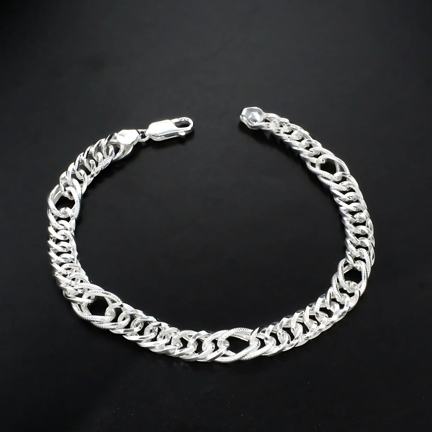 925 Real Silver Cuban Link Men's Chain Bracelet 8"