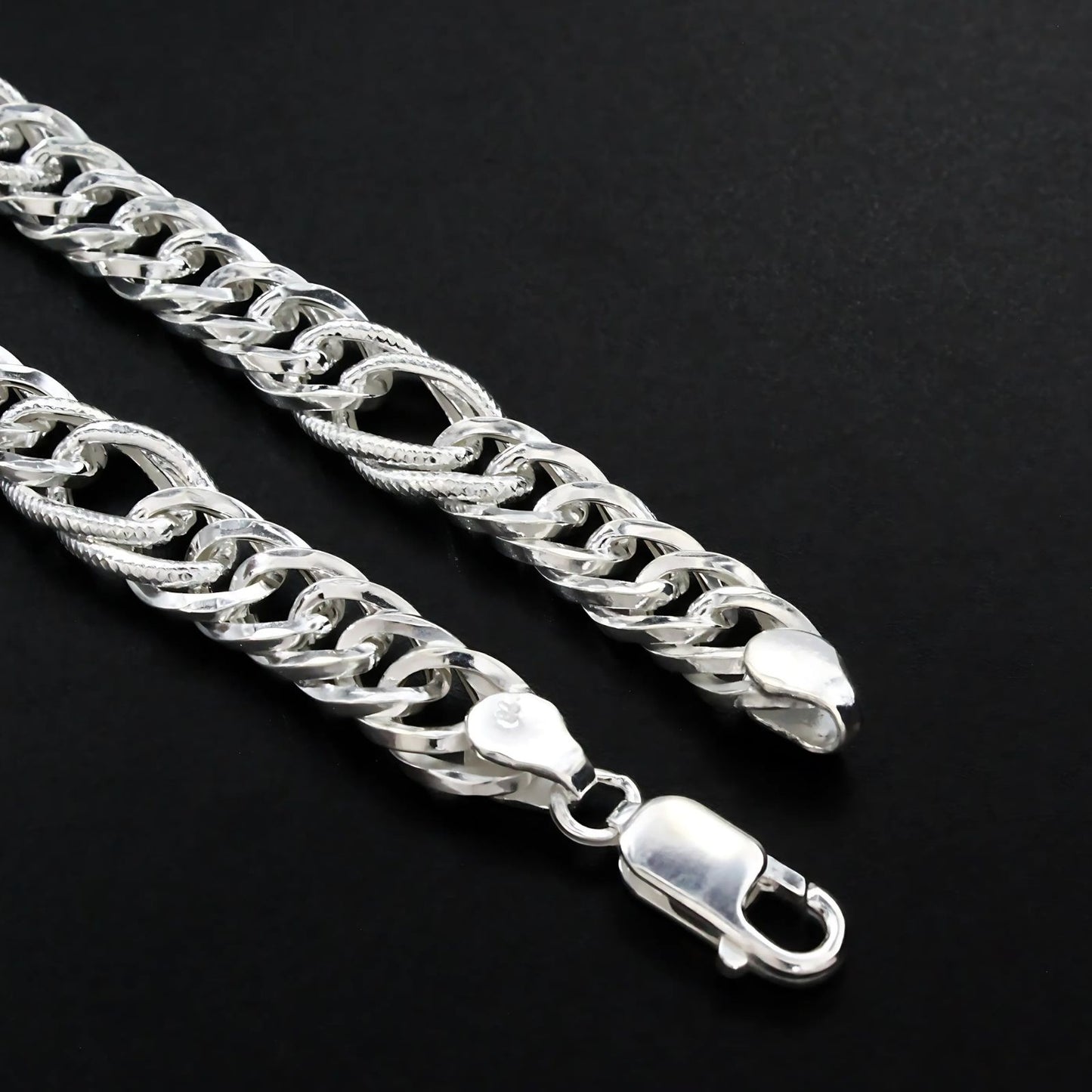 925 Real Silver Cuban Link Men's Chain Bracelet 8"