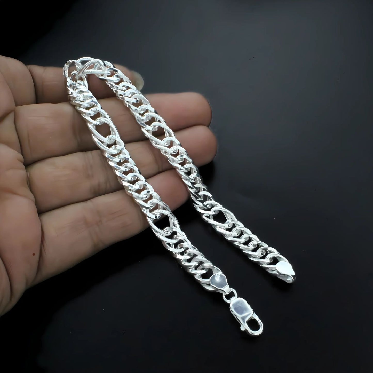 925 Real Silver Cuban Link Men's Chain Bracelet 8"