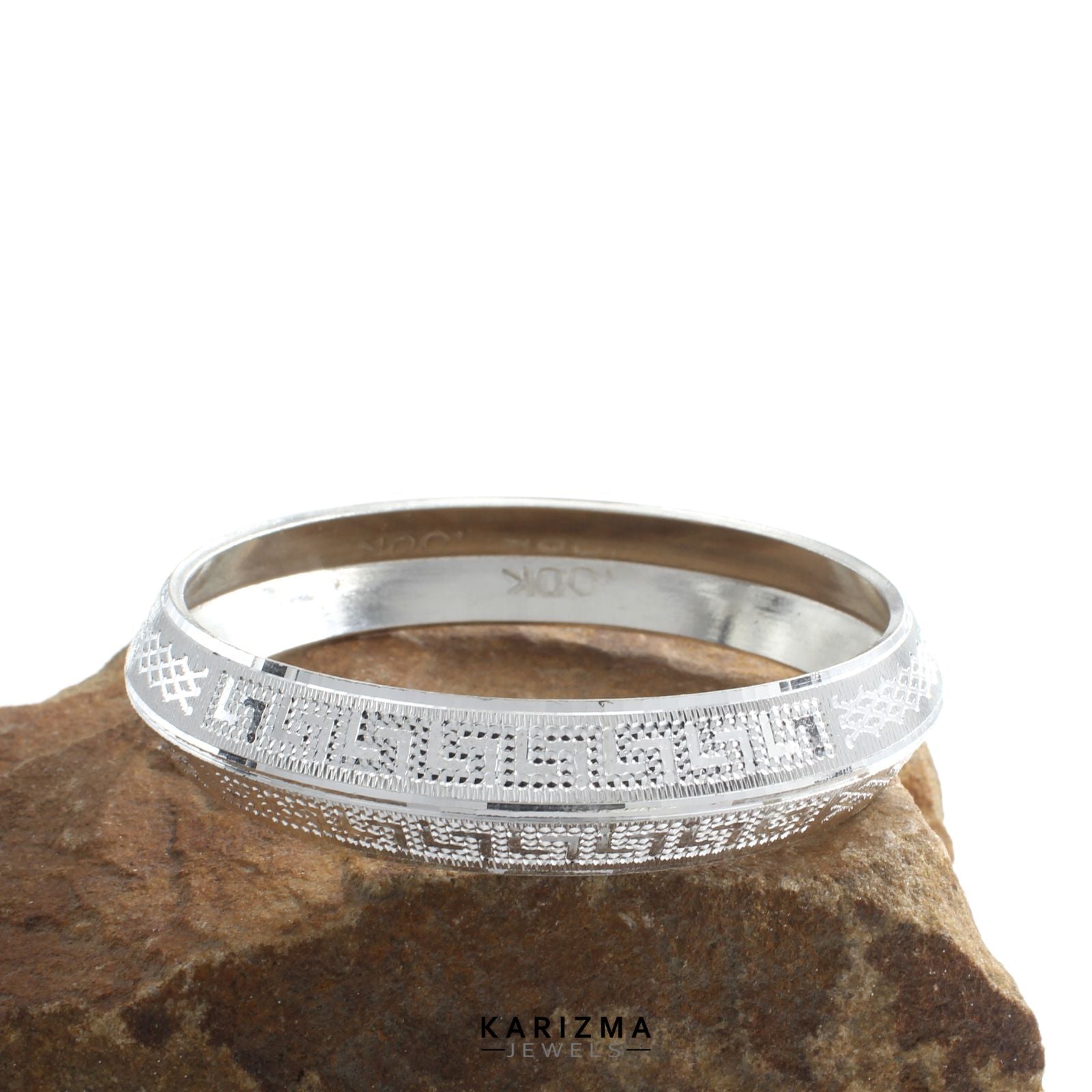 Heavy 990 Solid Silver Men's Kada in Versace pattern