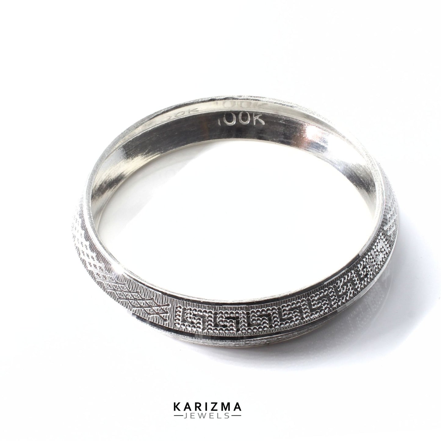 Heavy 990 Solid Silver Men's Kada in Versace pattern