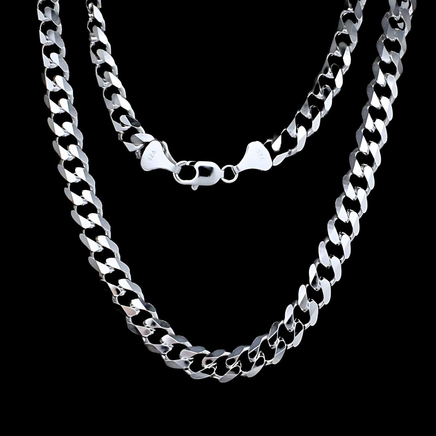 Real 925 Silver Stylish Cuban link Men's Neck Chain 24"