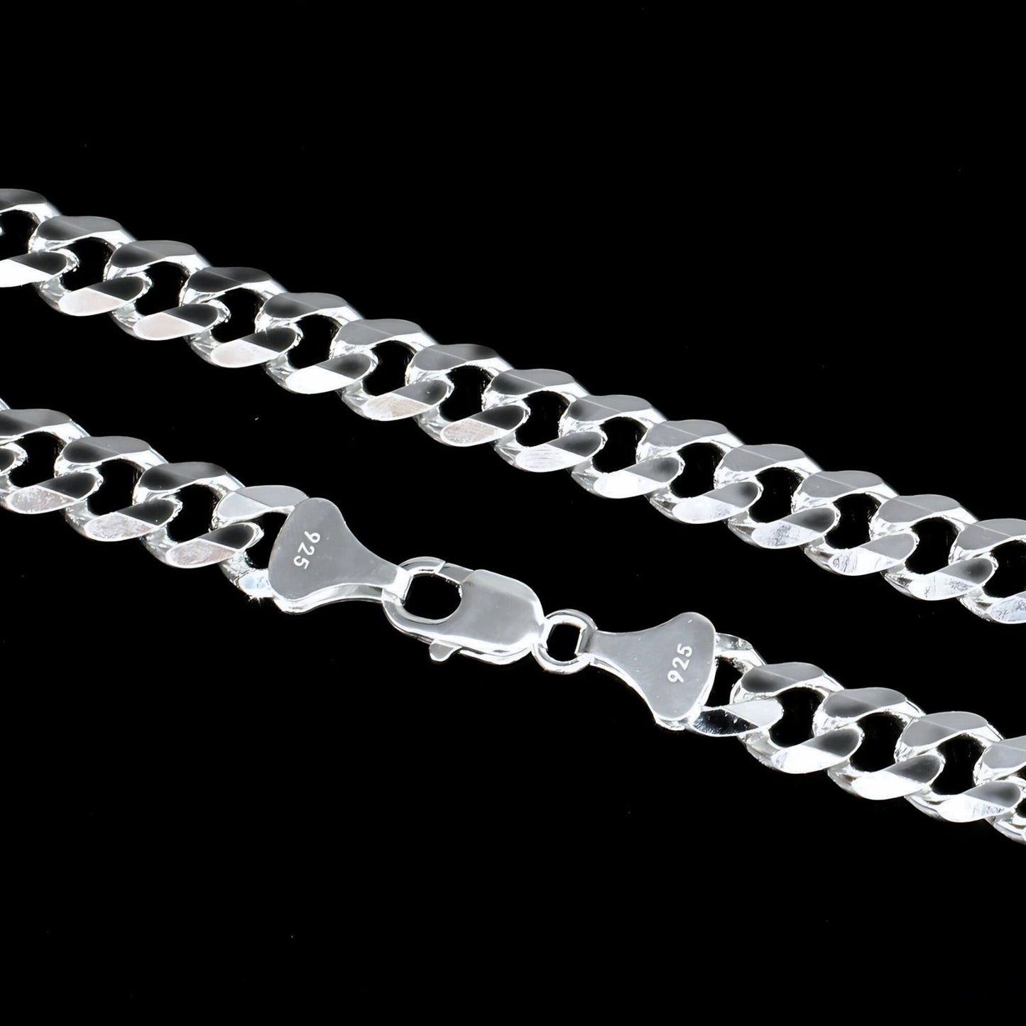 Real 925 Silver Stylish Cuban link Men's Neck Chain 24"