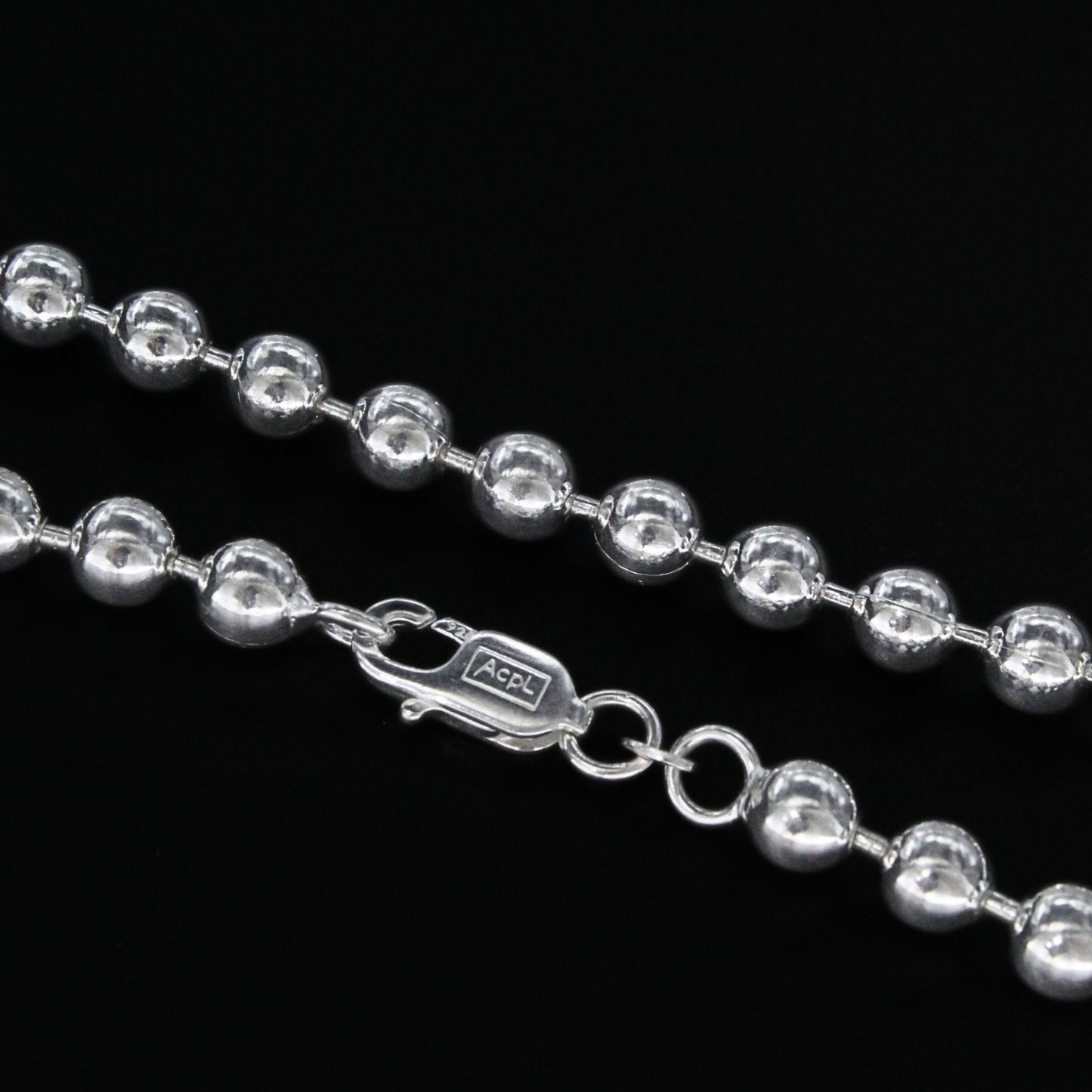 925 Real Sterling Silver Ball Bead Neck Chain 20"