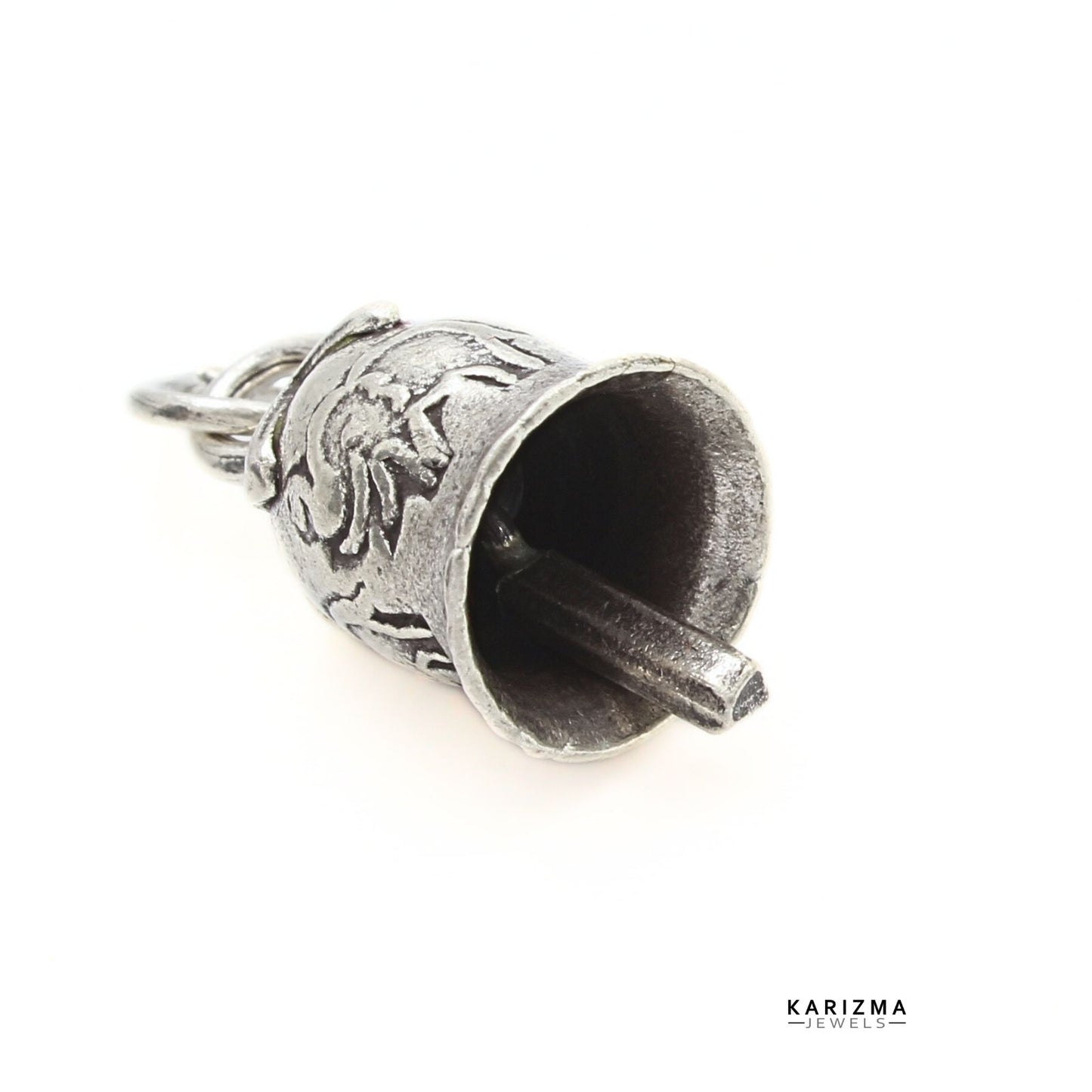 Real 925 Sterling Silver Oxidized Jingle Bell Pendant