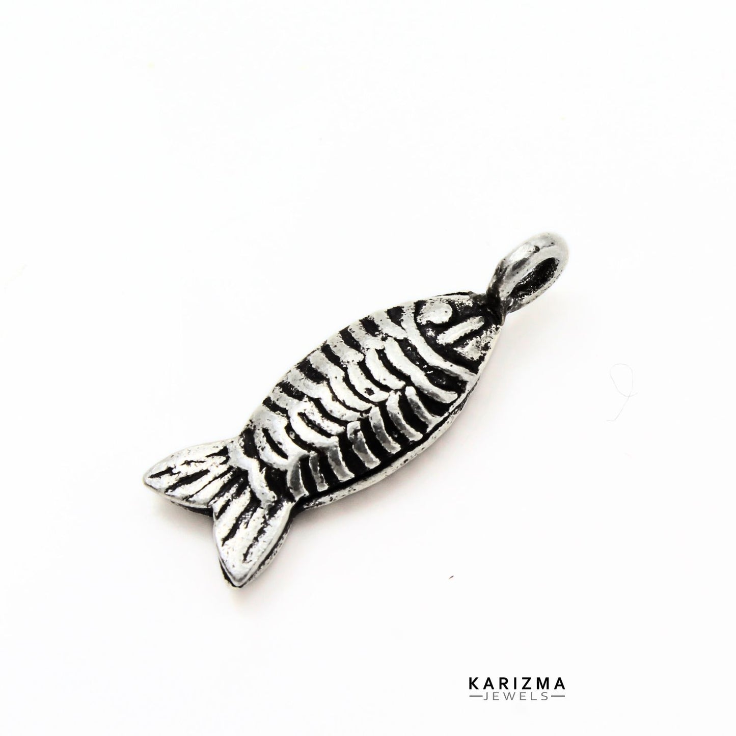Real 925 Sterling Silver Fish Pendant for Luck