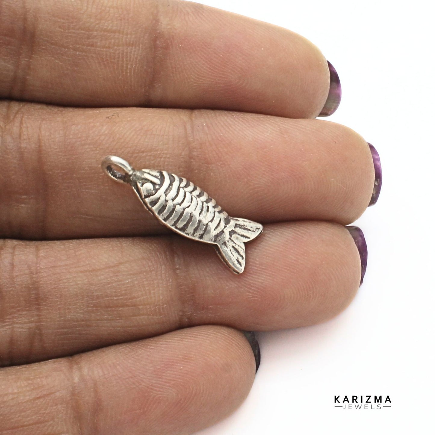 Real 925 Sterling Silver Fish Pendant for Luck