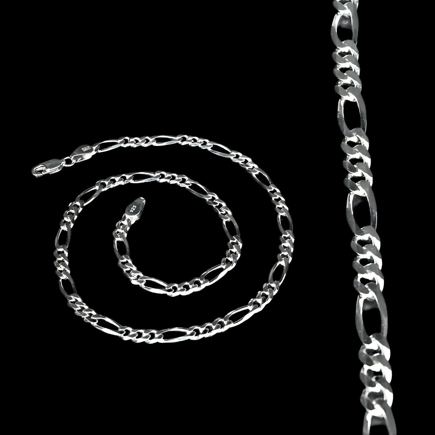925 Sterling Silver Excellent Figaro style Unisex Neck Chain 15"