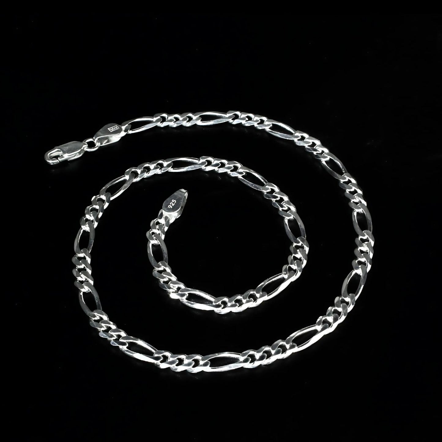 925 Sterling Silver Excellent Figaro style Unisex Neck Chain 15"
