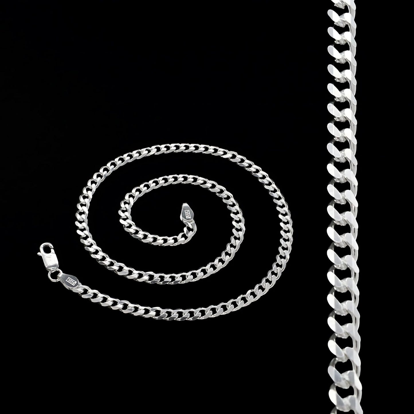 Real 925 Sterling Silver Unisex regular style Cuban Link Neck Chain 15"