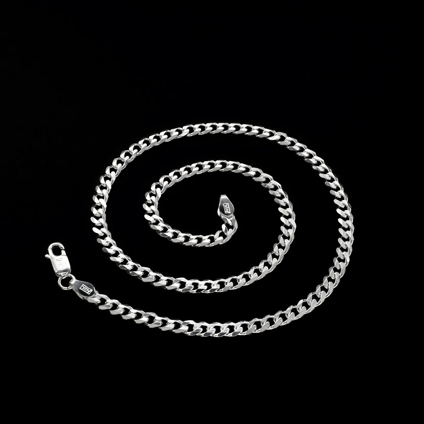Real 925 Sterling Silver Unisex regular style Cuban Link Neck Chain 15"