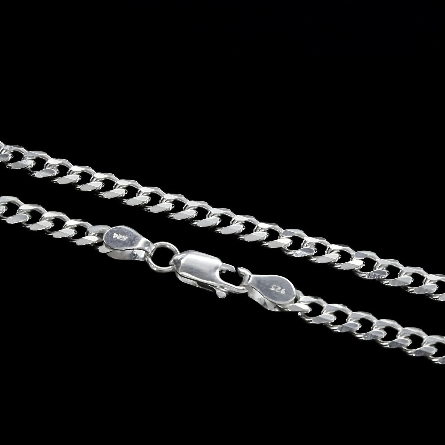 Real 925 Sterling Silver Unisex regular style Cuban Link Neck Chain 15"