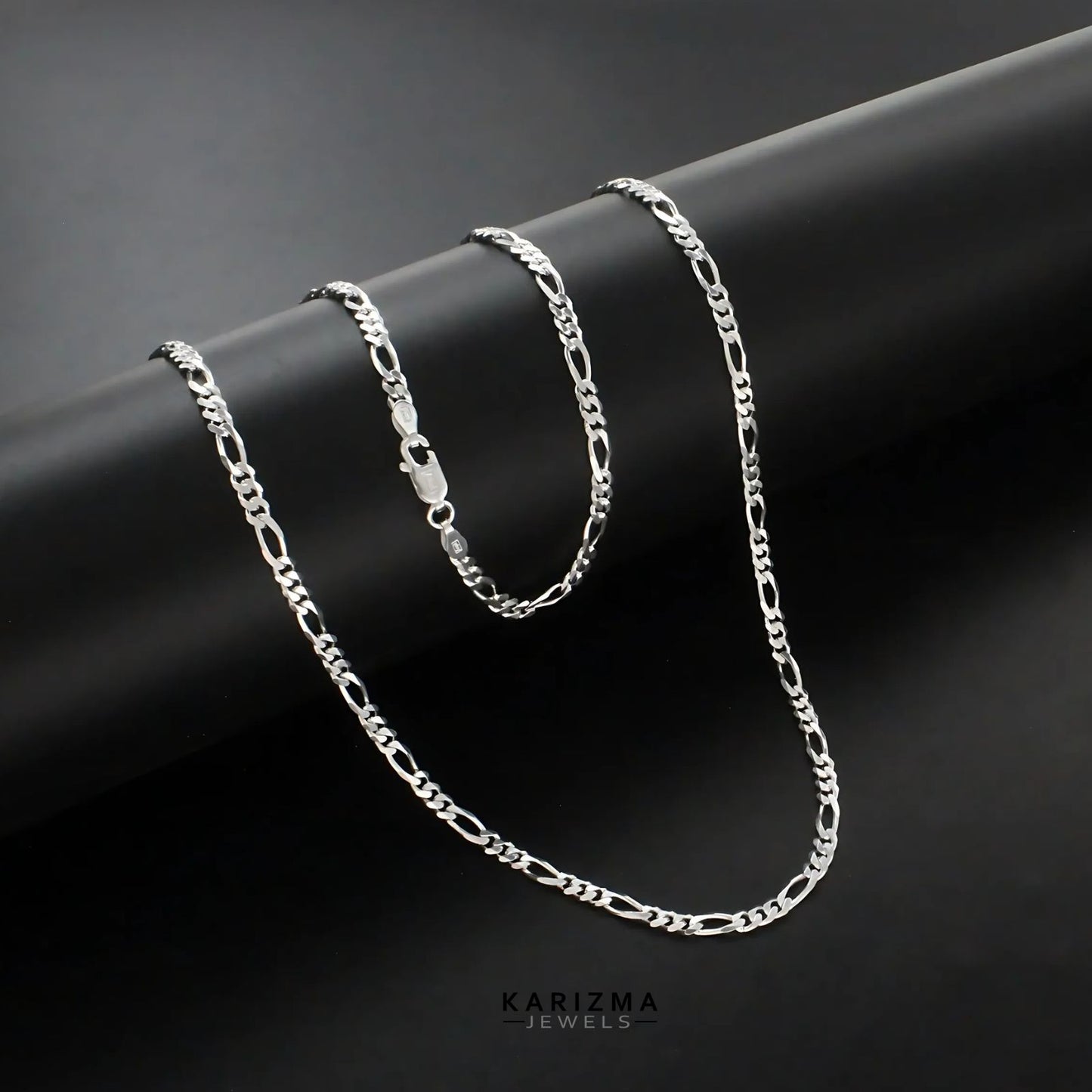 Real 925 Sterling Silver Unisex Figaro style Neck Chain 24"