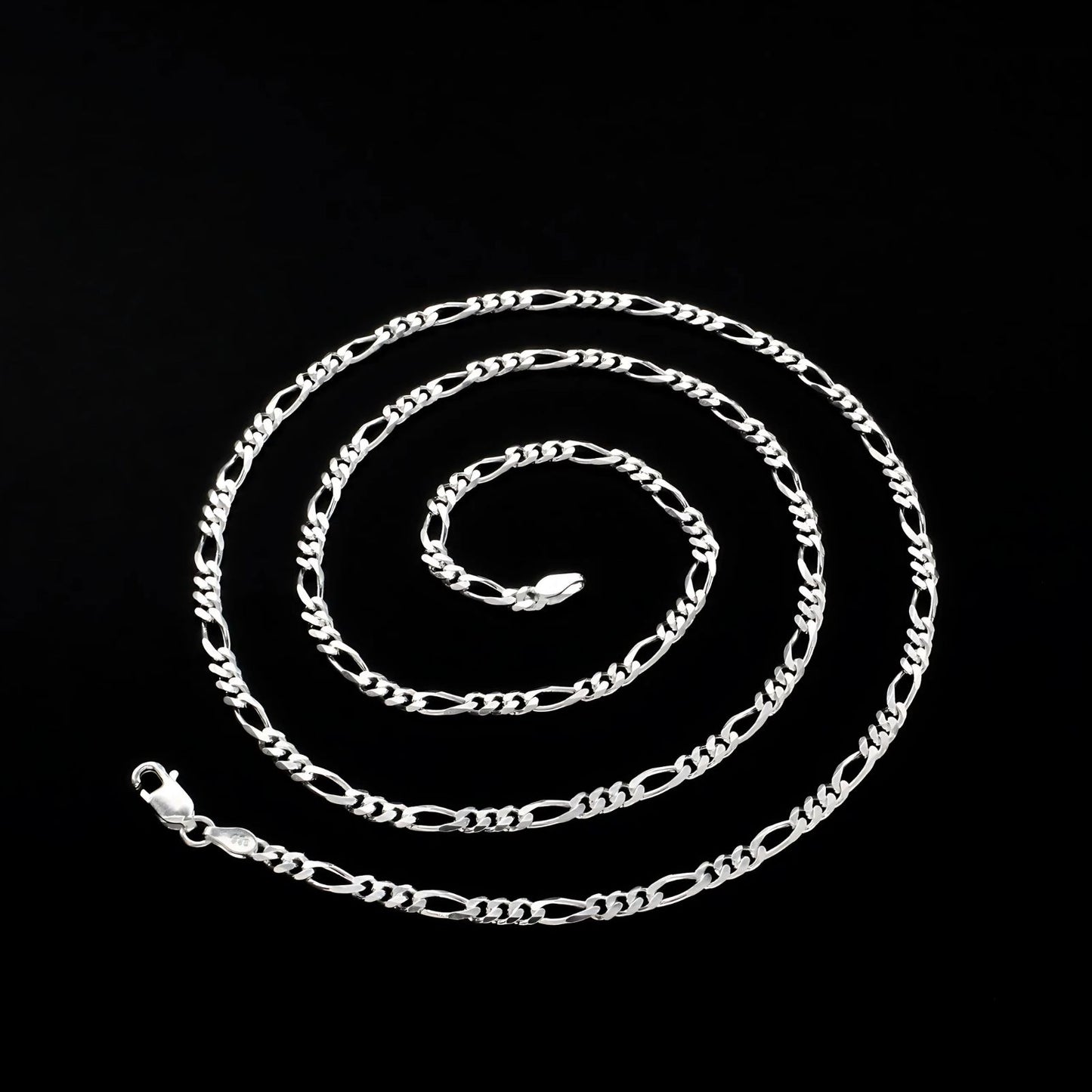 Real 925 Sterling Silver Unisex Figaro style Neck Chain 24"