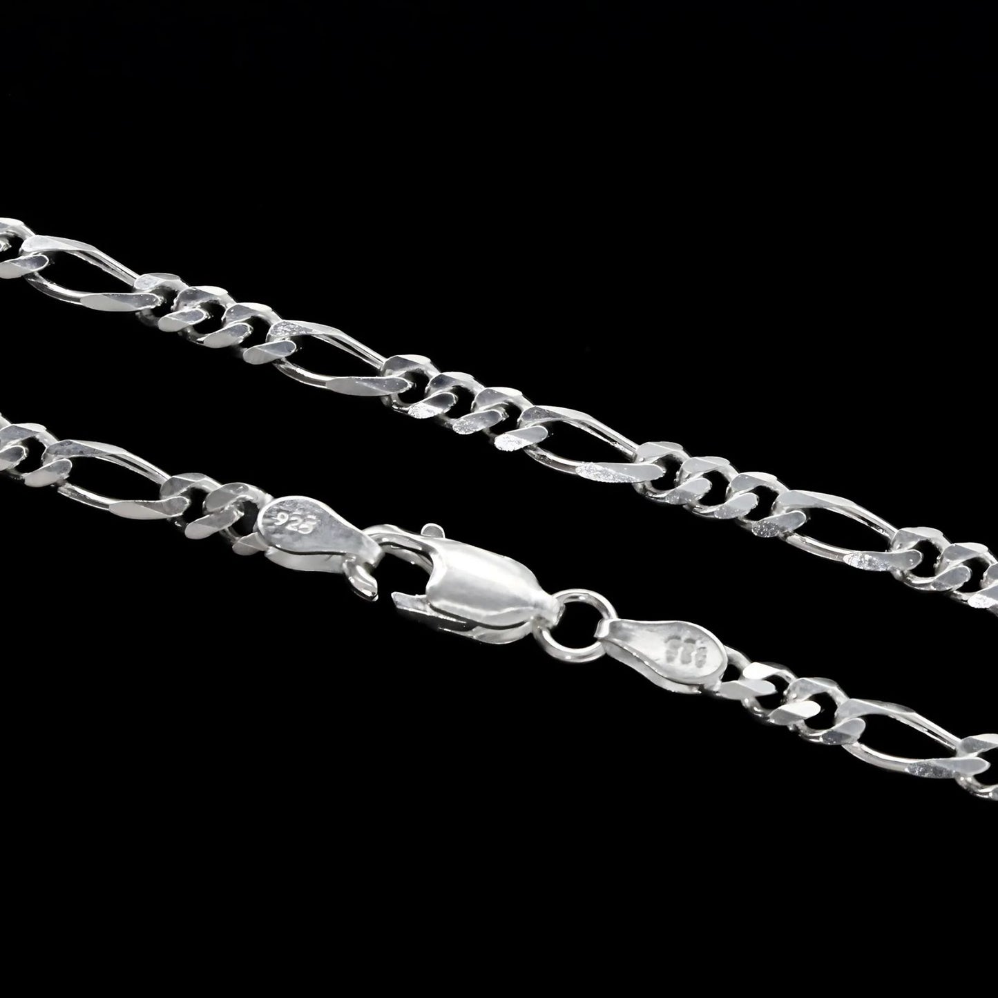 Real 925 Sterling Silver Unisex Figaro style Neck Chain 24"