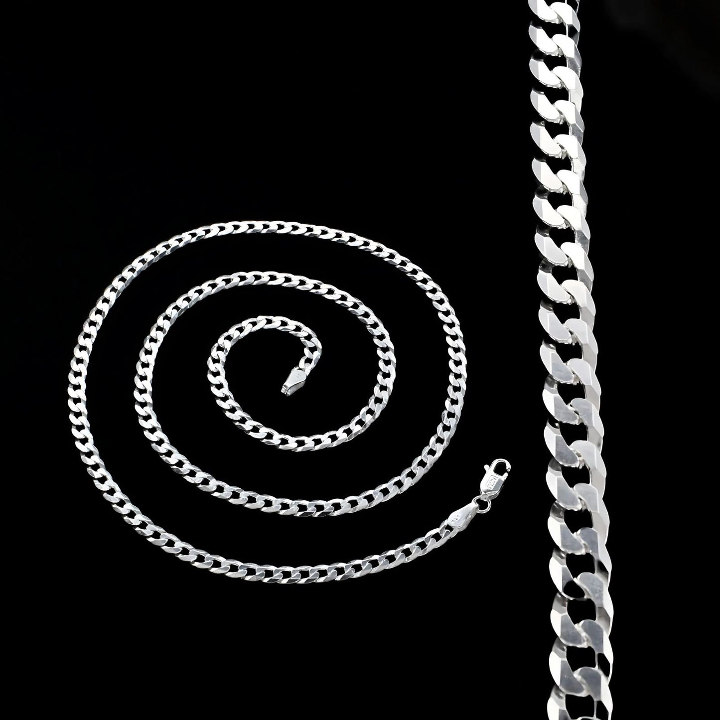 Real 925 Sterling Silver Excellent Cuban Link Neck Chain 20"