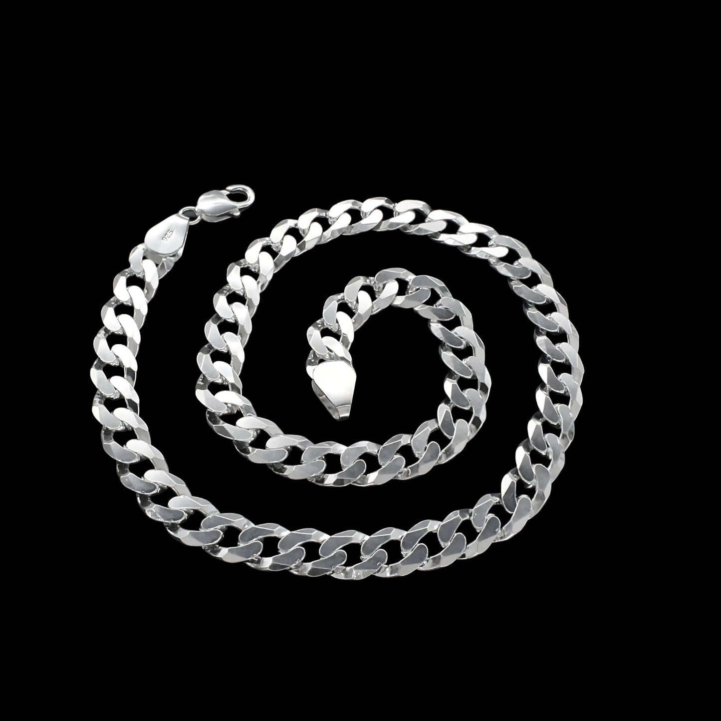 Real 925 Sterling Silver Excellent Cuban Link Men's Neck Chain 20"
