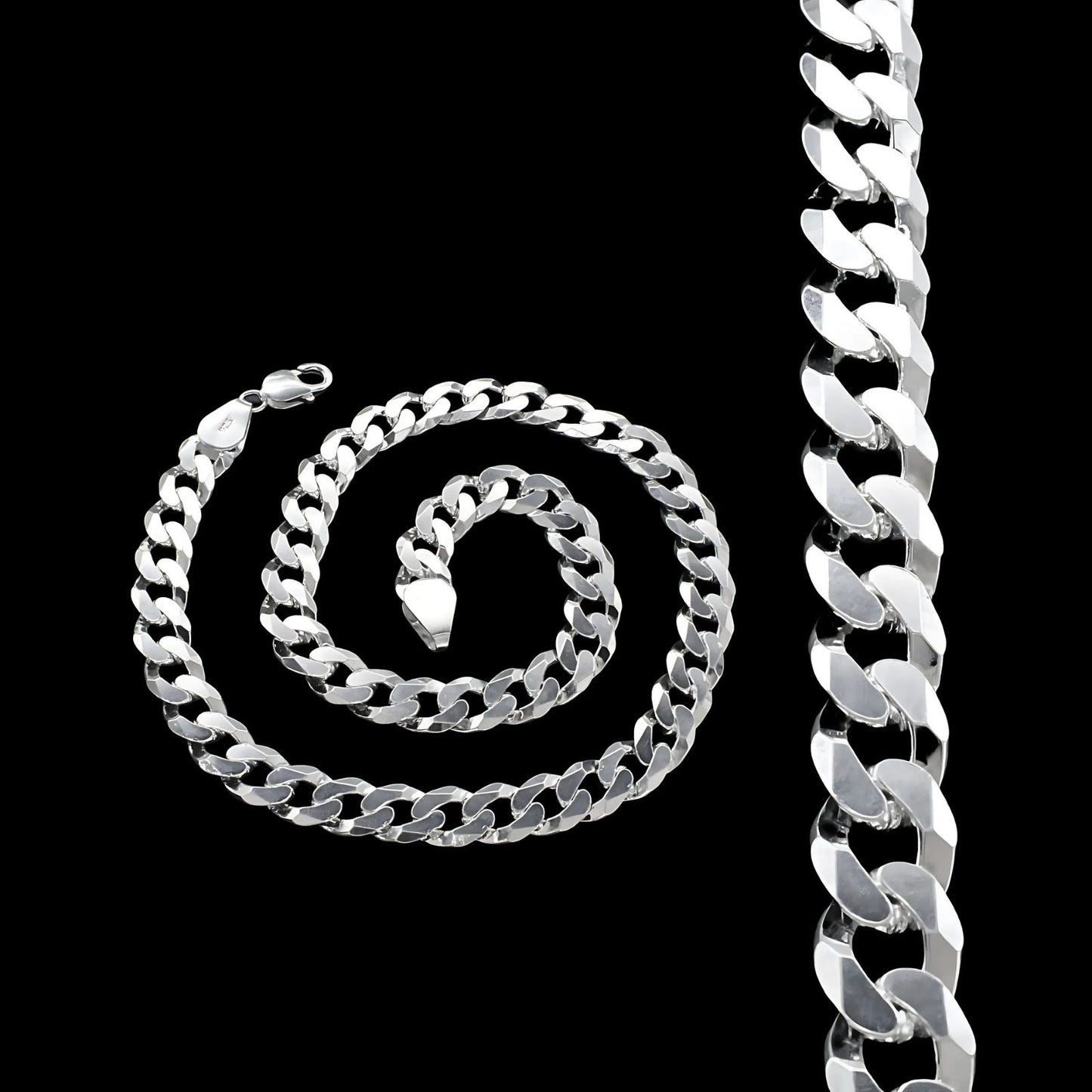 Real 925 Sterling Silver Excellent Cuban Link Men's Neck Chain 20"