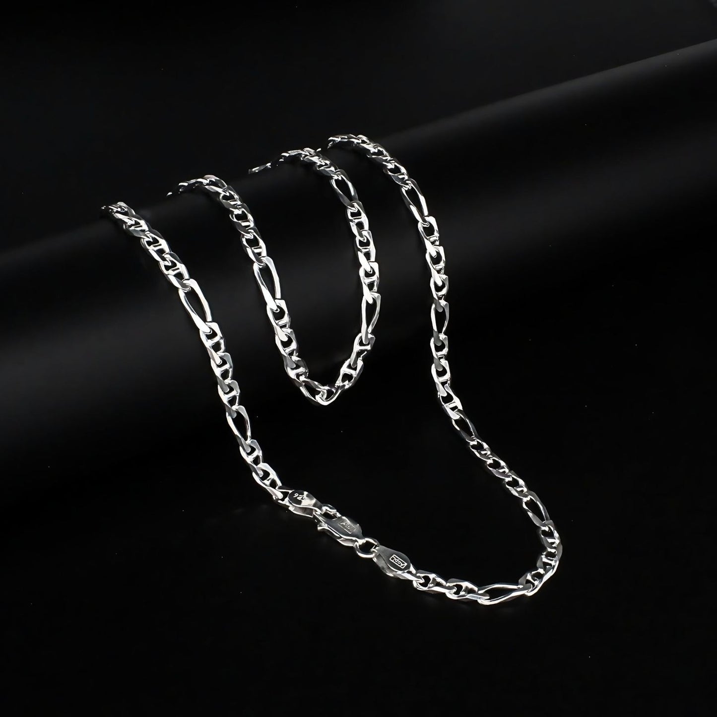 Real 925 Sterling Silver Figaro Link Unisex Neck Chain 24"