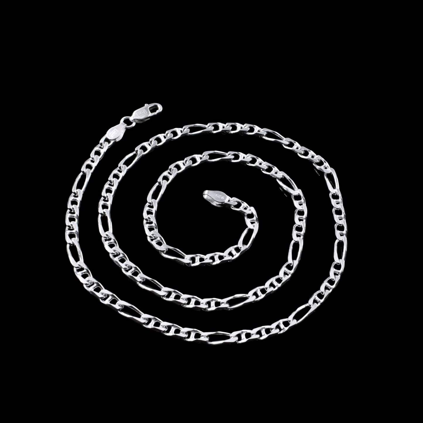 Real 925 Sterling Silver Figaro Link Unisex Neck Chain 24"