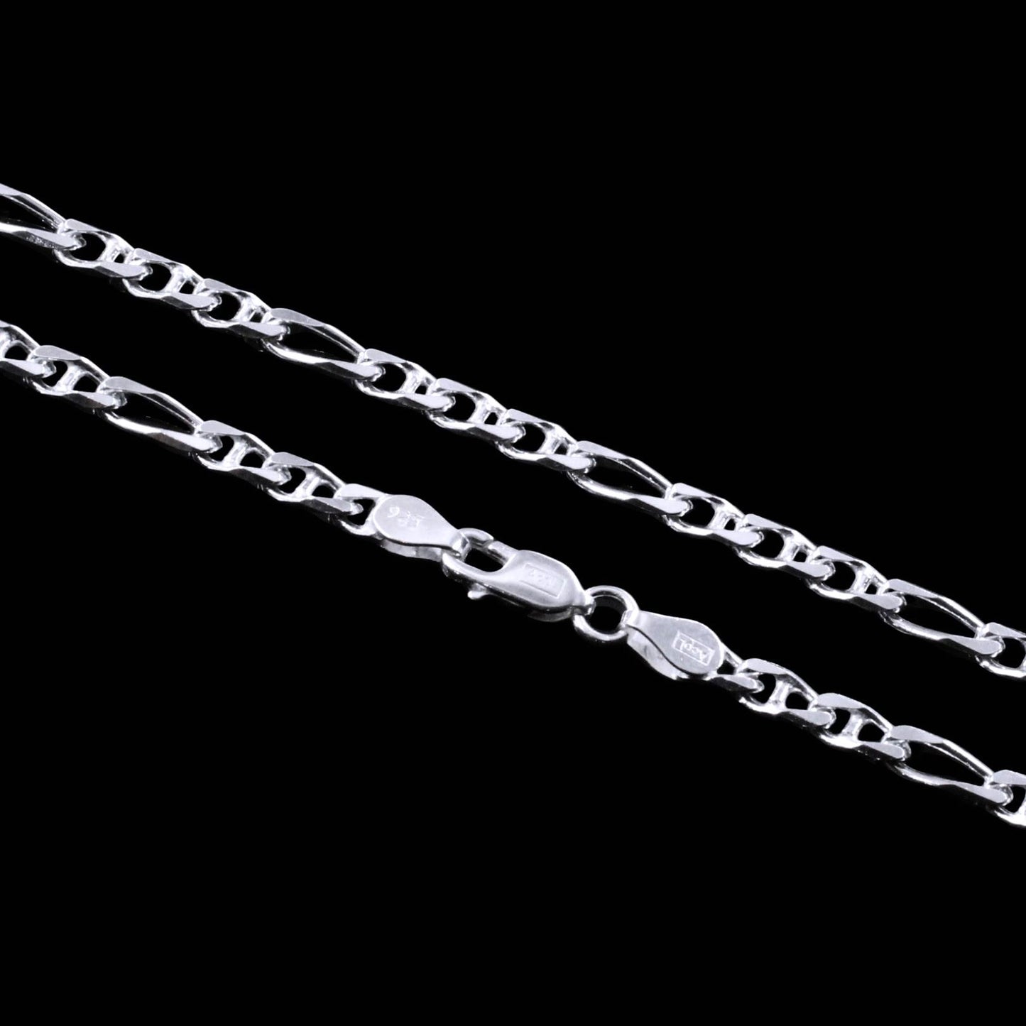 Real 925 Sterling Silver Figaro Link Unisex Neck Chain 24"