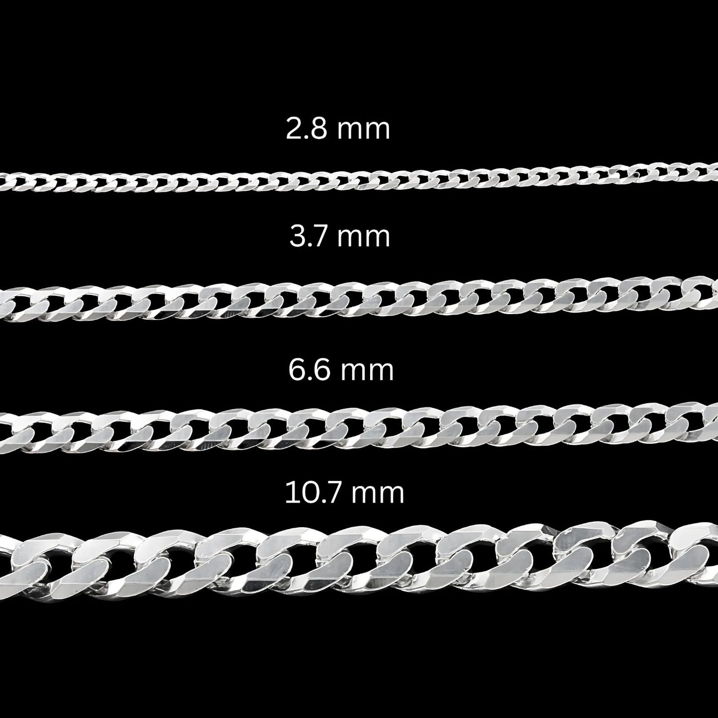 Real 925 Sterling Silver Excellent Cuban Link Neck Chain 20"