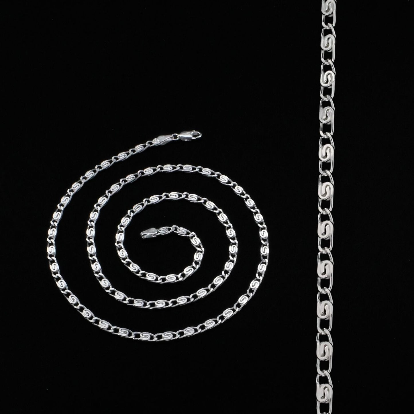 925 Sterling Silver unique trendy Unisex JALEBI DESIGN Neck Chain 22"