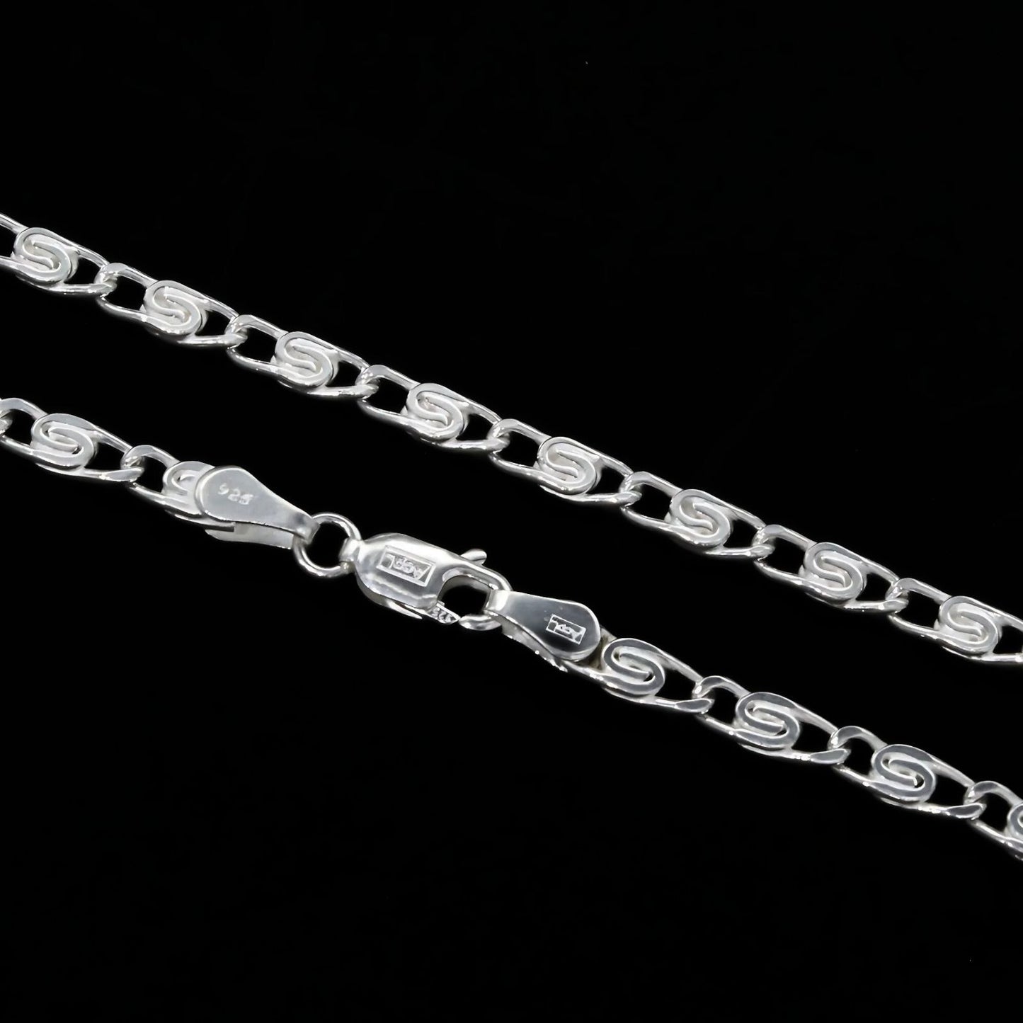 925 Sterling Silver unique trendy Unisex JALEBI DESIGN Neck Chain 22"
