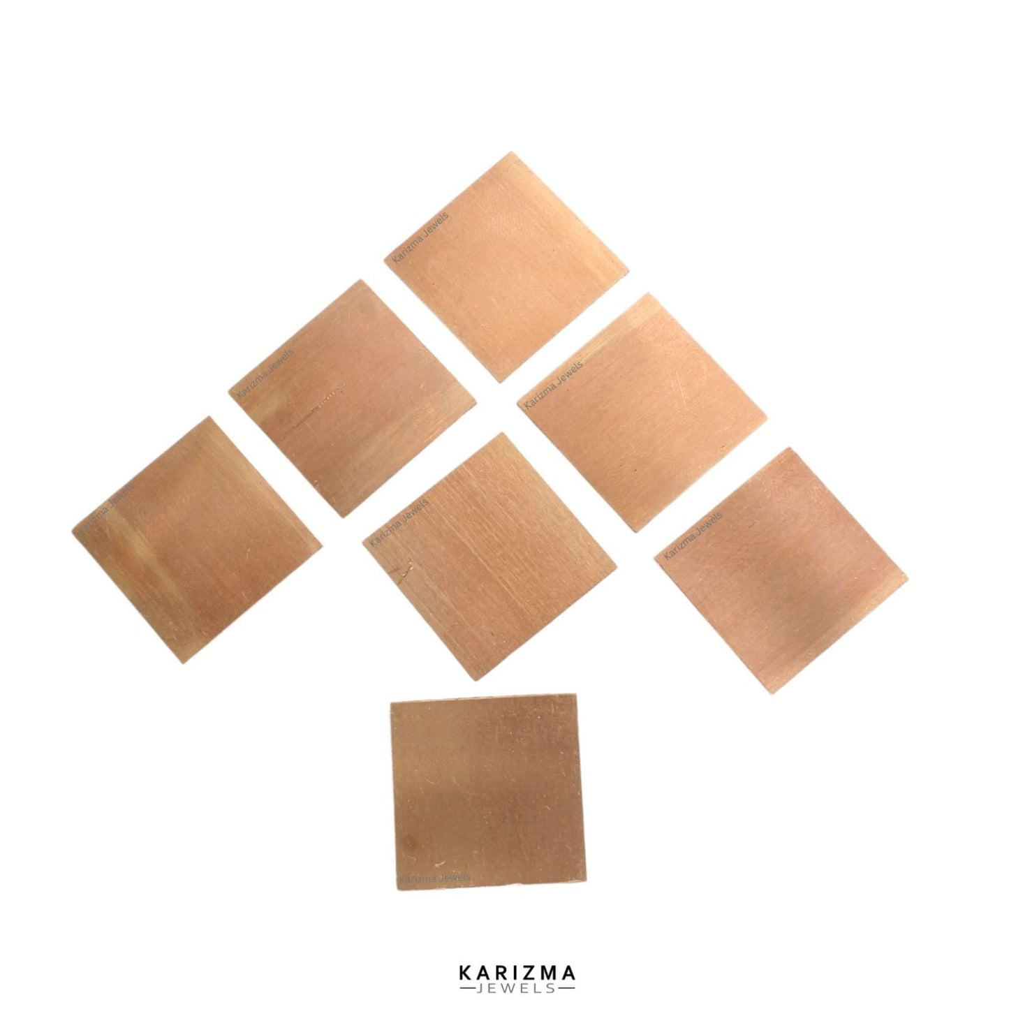 Karizma Jewels Pure Copper 1 inch Square Pieces for Lal Kitab Remedy and Astrology - Pack of 7 pieces
