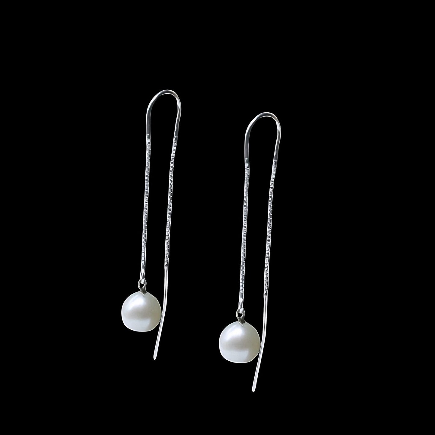 Sui Dhaga Earrings with White Pearl in Modern stlye