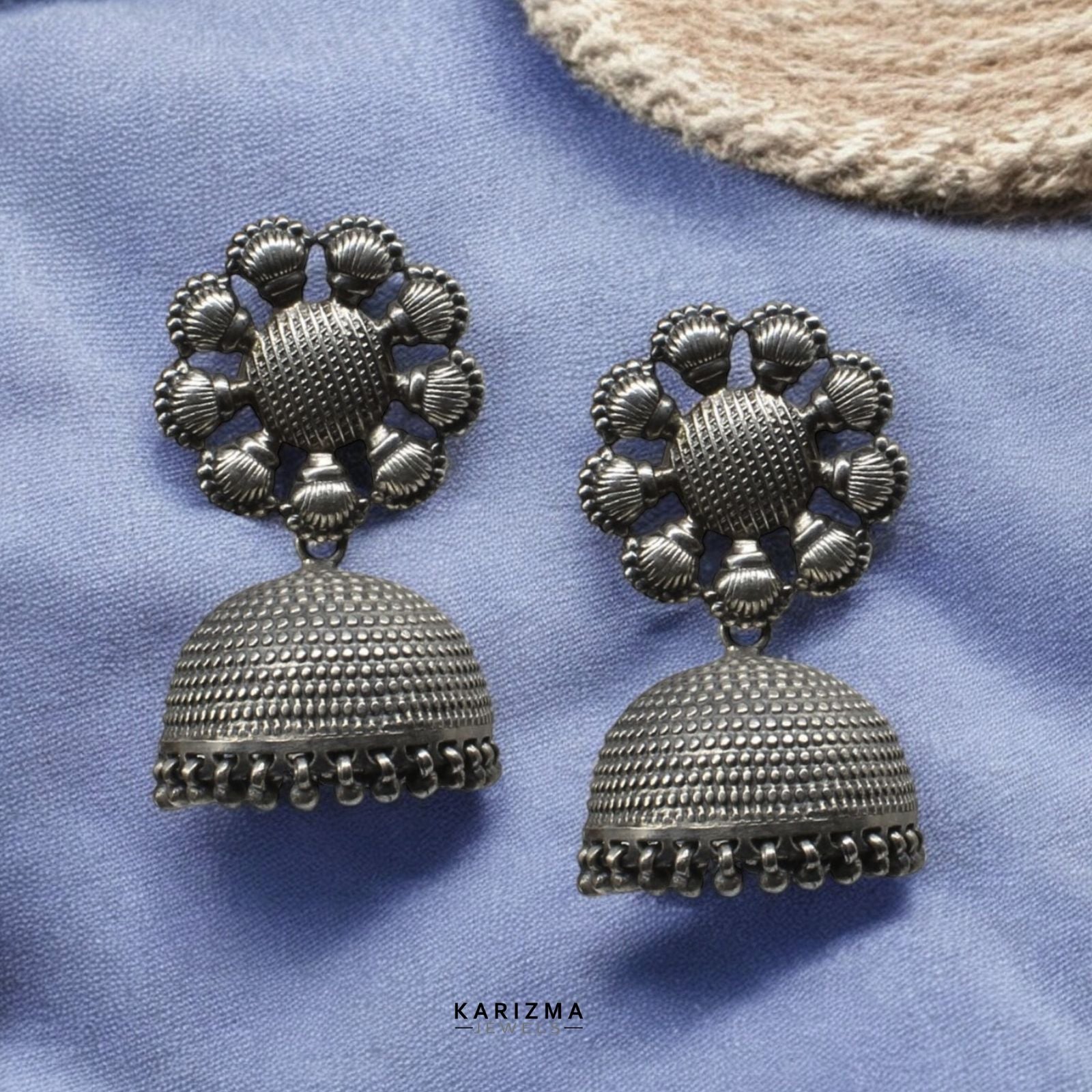 Real 925 Sterling Silver Oxidized gorgeous Dangle Jhumka Women