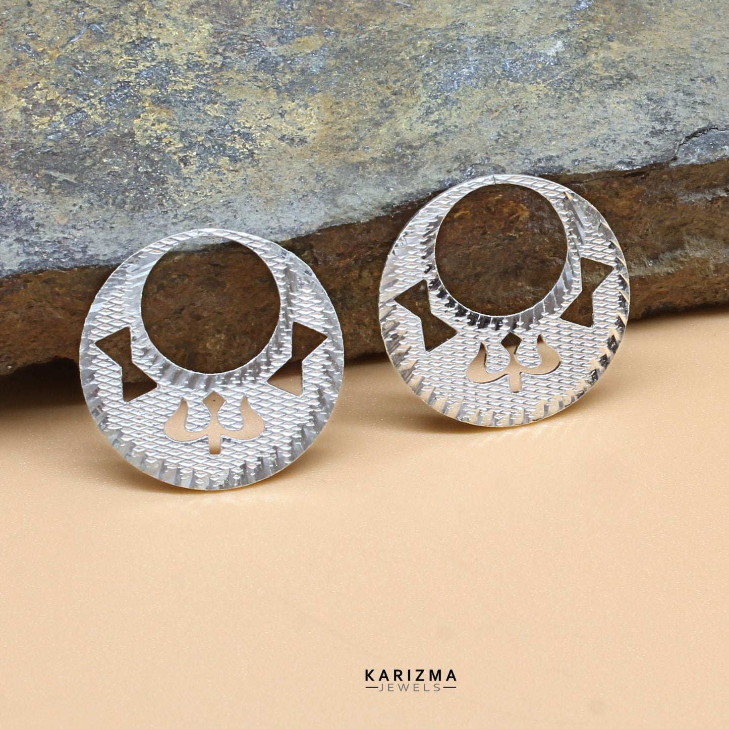 Unique 925 Sterling Silver Round Moon Shaped Nattiyan (Nanti) men women earring