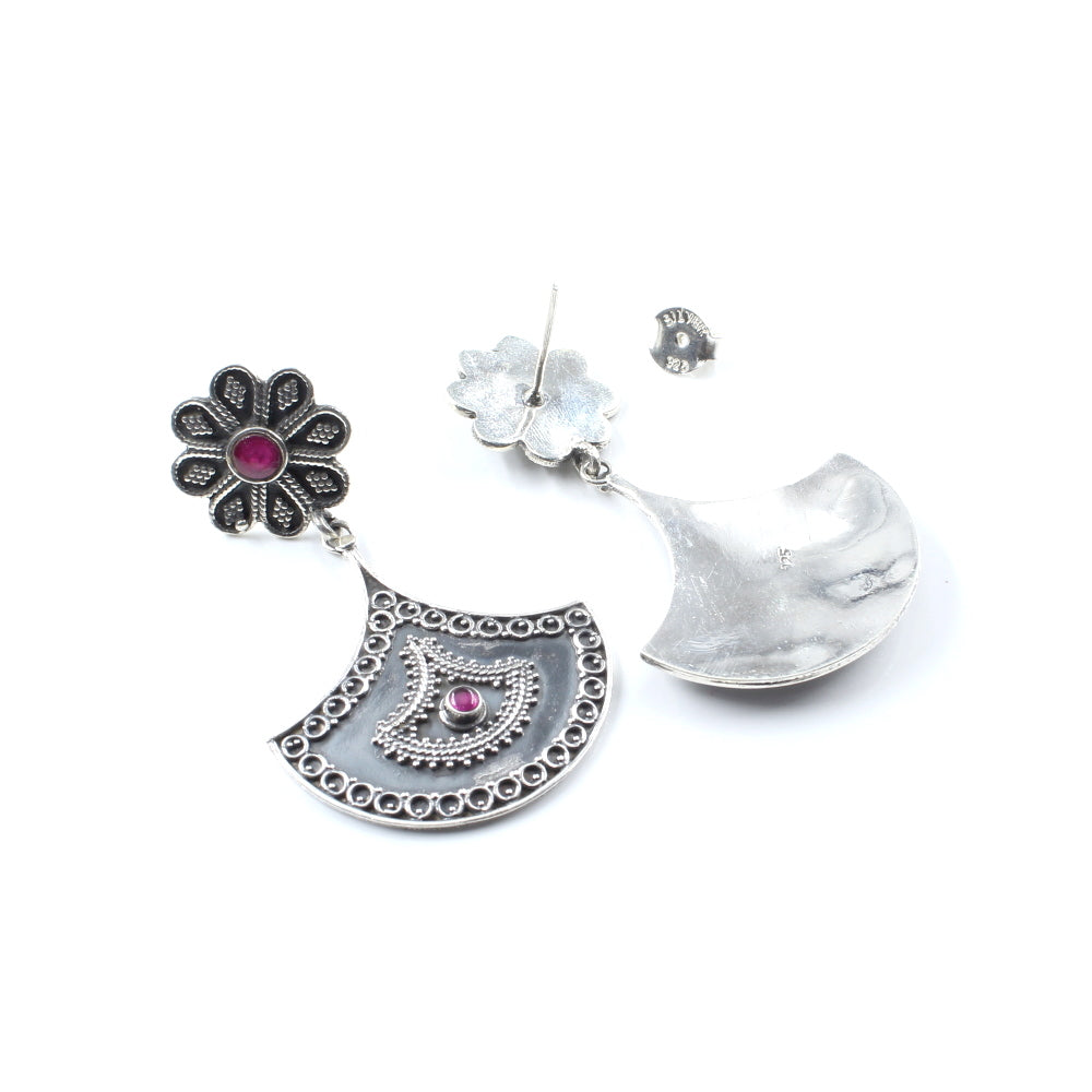 Women Silver Jhumka Earrings with Push Back