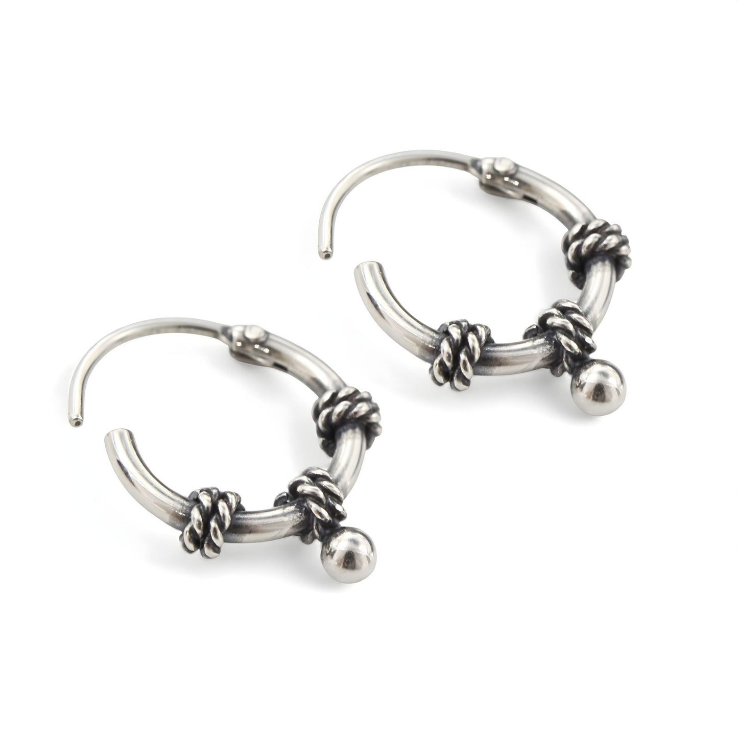 925 Real Sterling Silver Oxidized divine bali hoop earrings for Girls - Pair