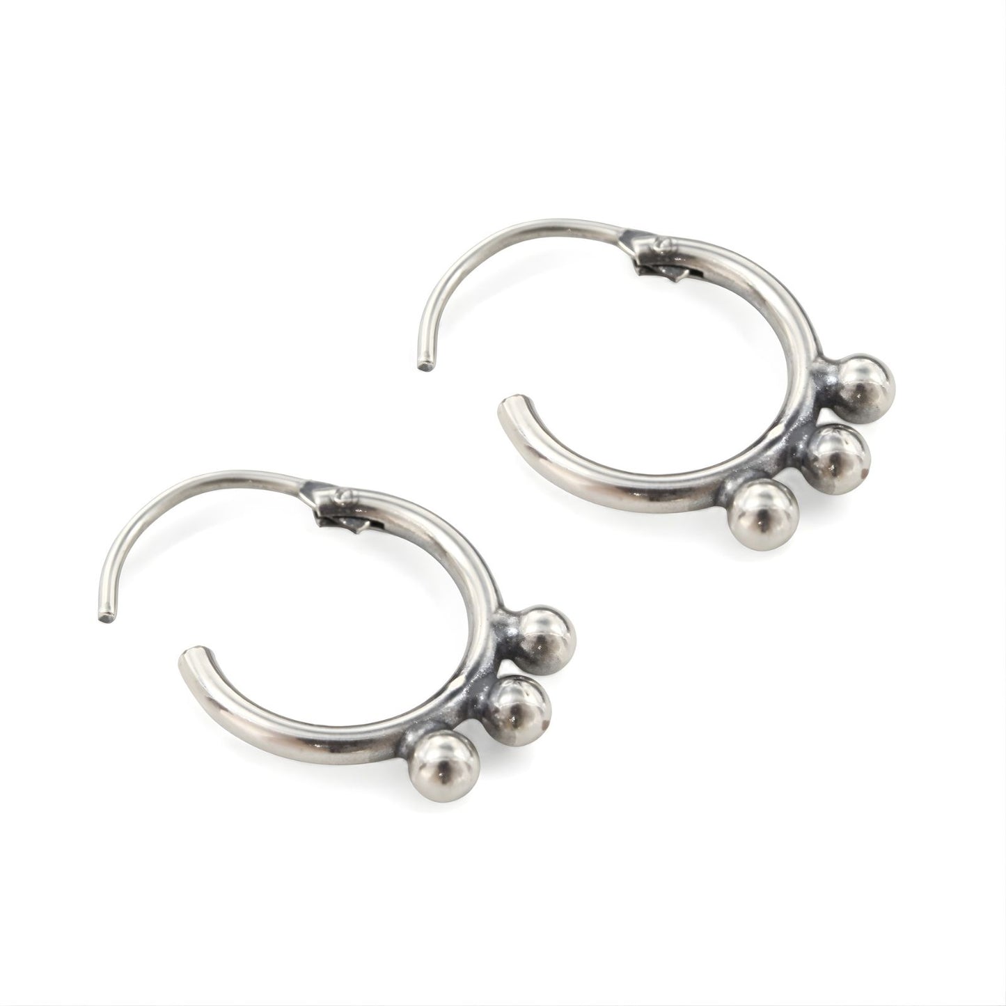 925 Real Sterling Silver Oxidized small bali hoop earrings for Girls - Pair