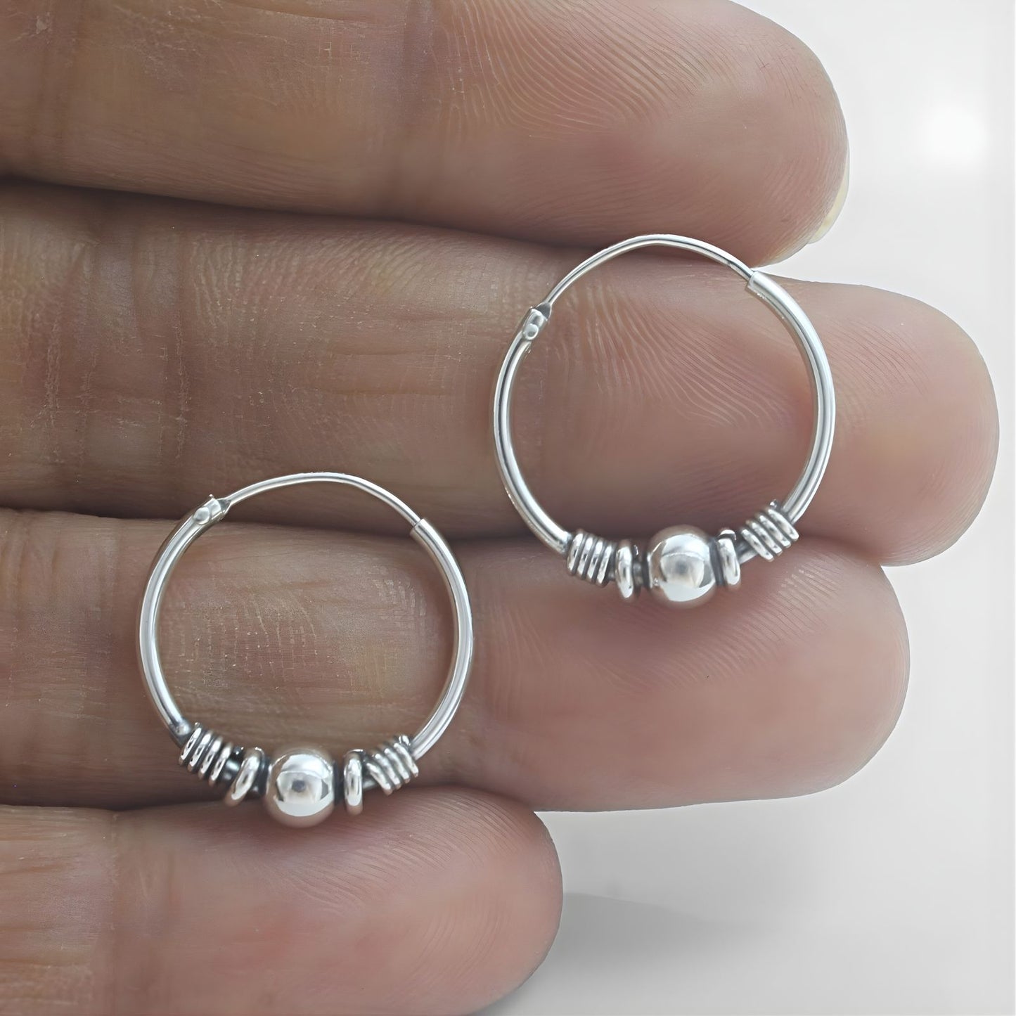925 Real Sterling Silver Oxidized elegant bali hoop earrings for women - Pair