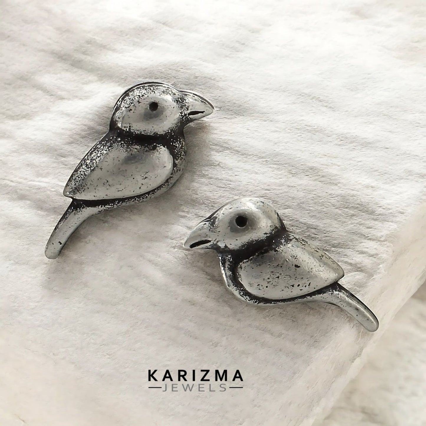 Cute 925 Sterling Silver Oxidized Women Bird charm Stud Earrings