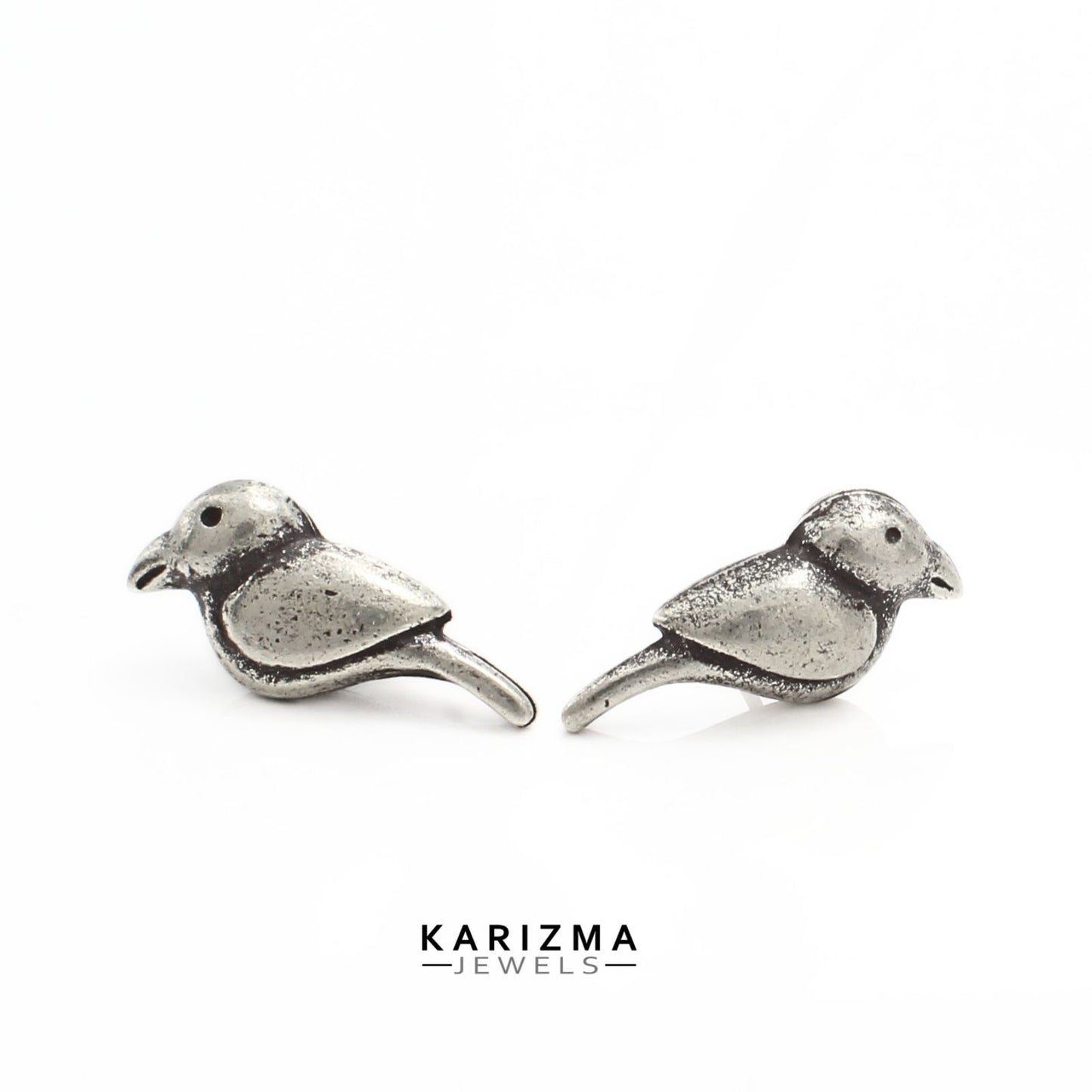Cute 925 Sterling Silver Oxidized Women Bird charm Stud Earrings