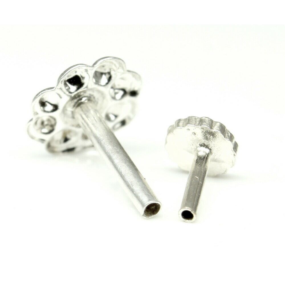 Silver Nose Pin for women with Push pin
