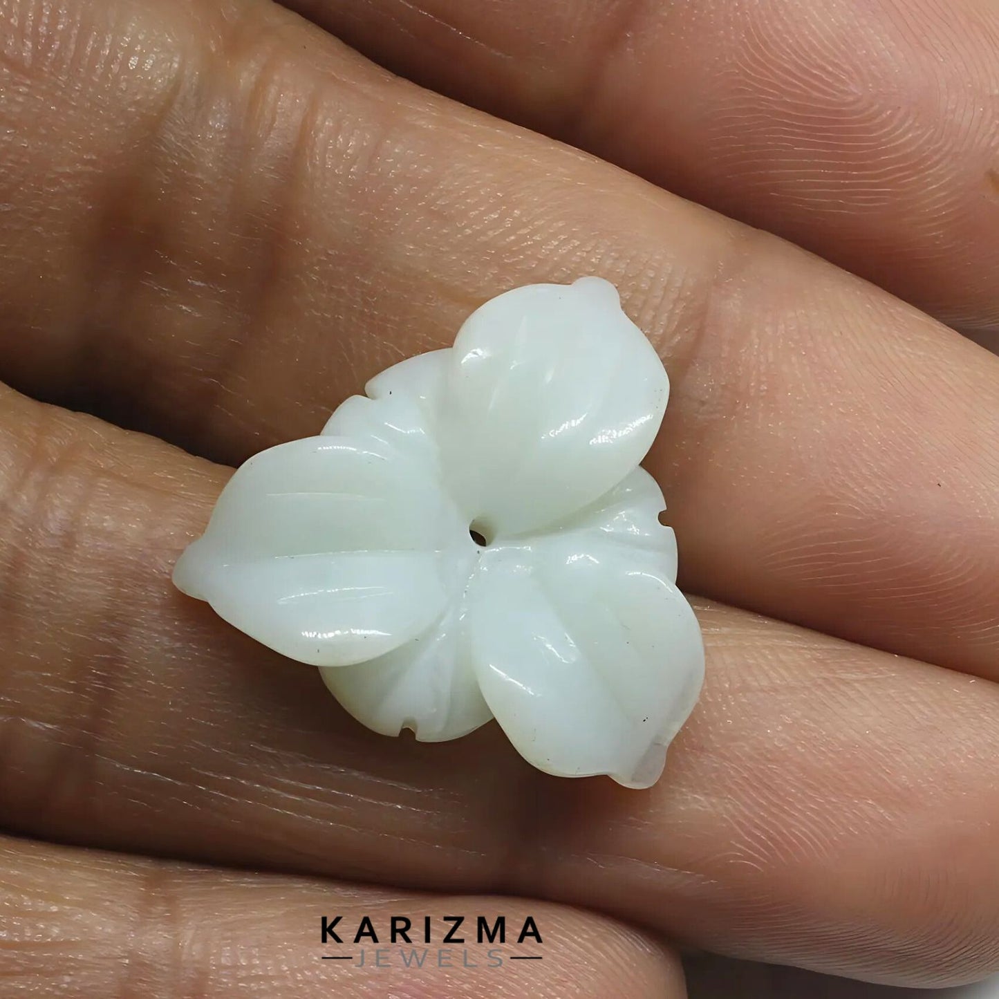 9CT Natural Jade Flower Carving for Pendant and Bracelet