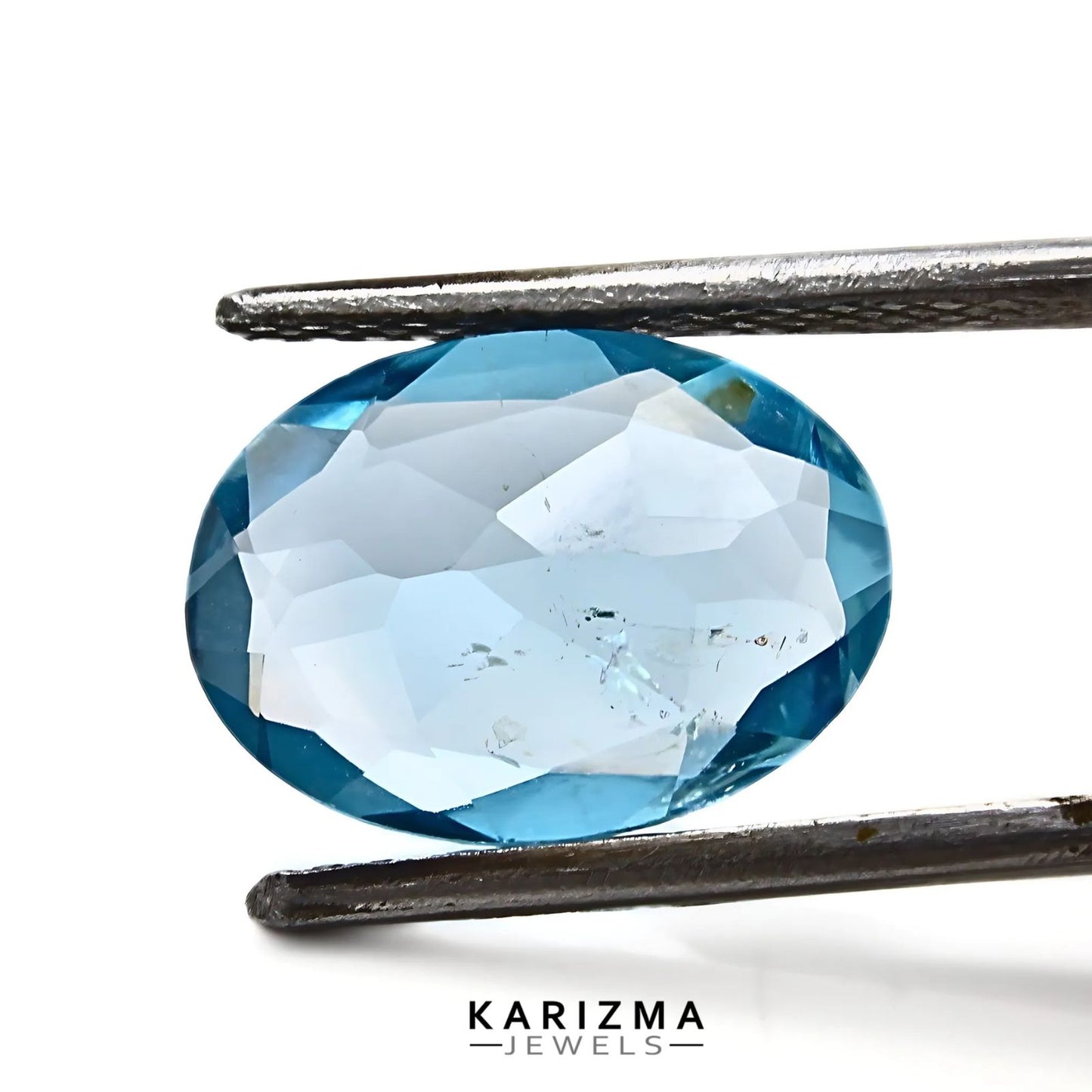 5.2Ct Natural Blue TOPAZ Oval Faceted Clear Gemstone