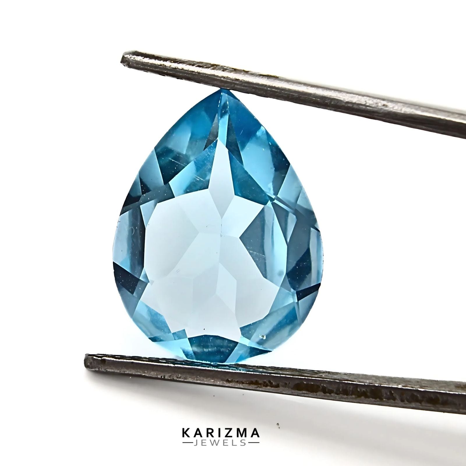 Natural Blue TOPAZ Pear Faceted Clear Gemstone – Karizma Jewels