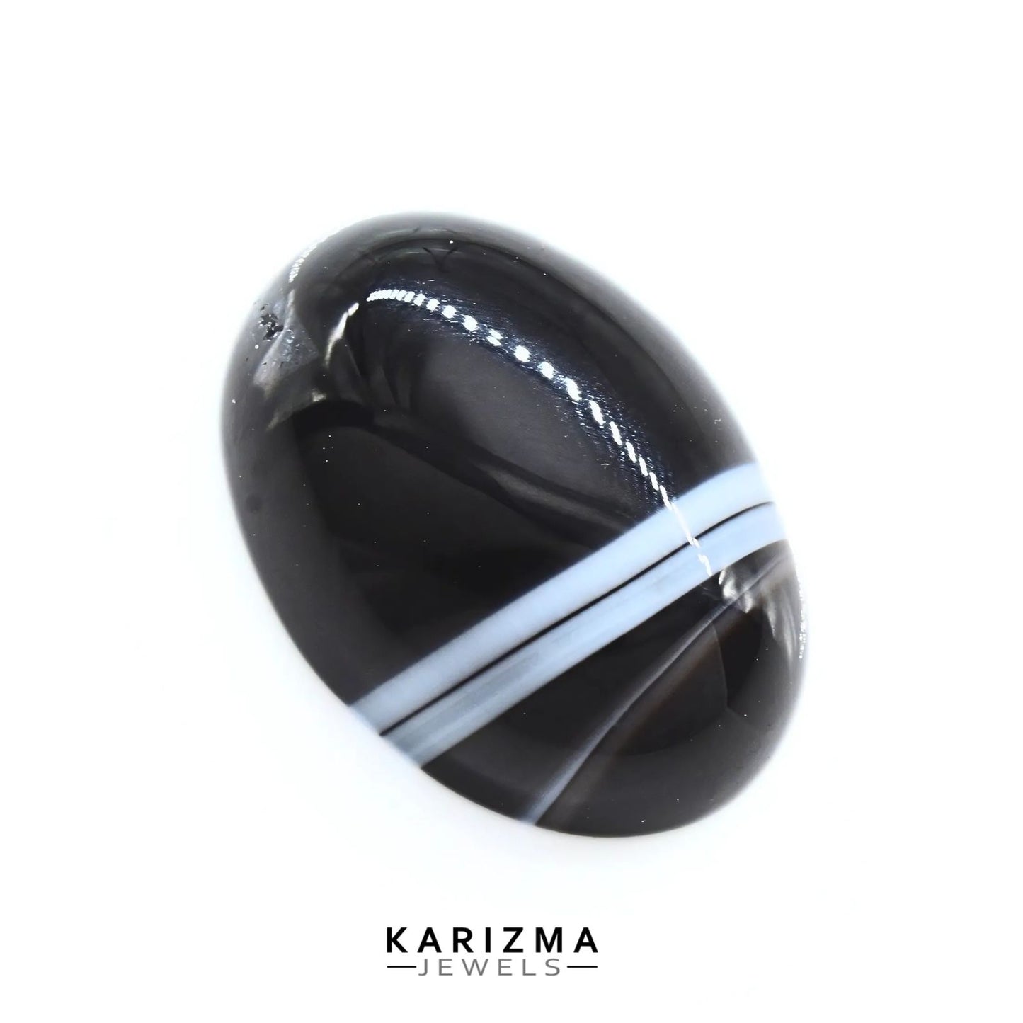 12Ct Natural Black and White Sulemani Hakik Oval Gemstone