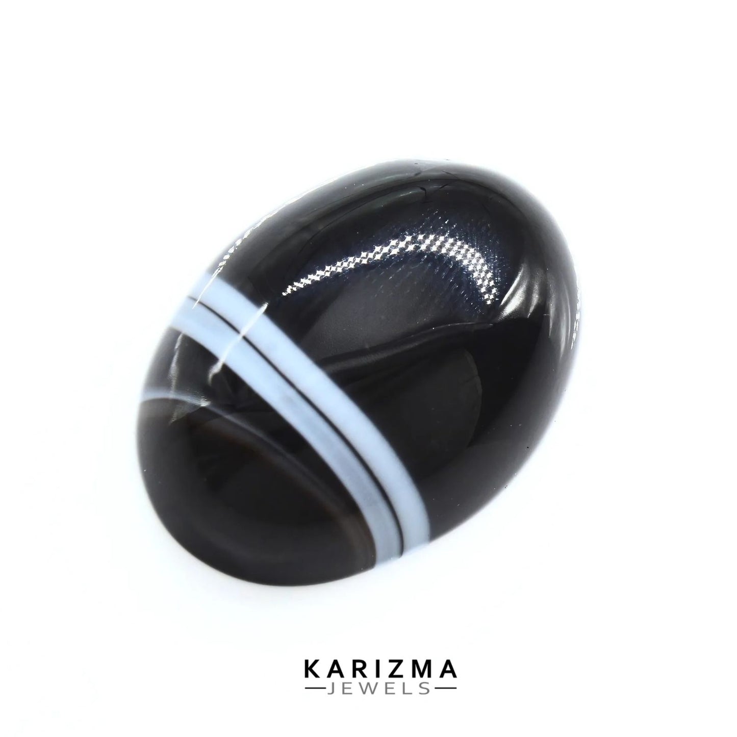 12Ct Natural Black and White Sulemani Hakik Oval Gemstone