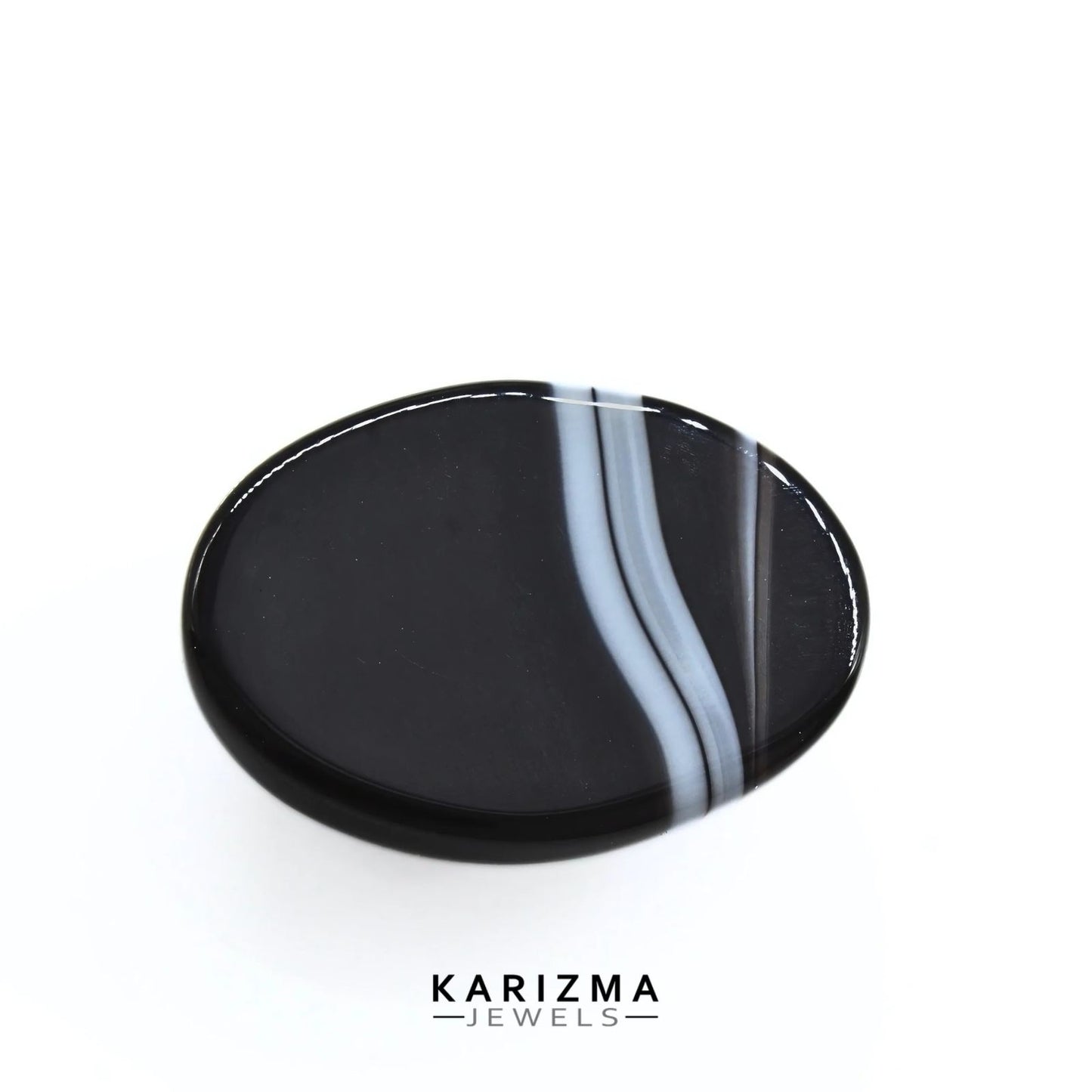 12Ct Natural Black and White Sulemani Hakik Oval Gemstone